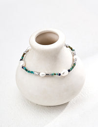 Retro natural pearl lapis lazuli turquoise bracelet