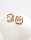 Fashionable natural pearl zircon earrings