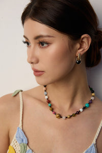 Colorful Black Agate Beaded Necklace