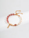 Vintage Natural Pearl Water Grass Agate Strawberry Crystal Bracelet