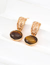 Black agate tiger eye stone earrings