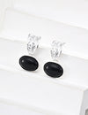 Black agate tiger eye stone earrings