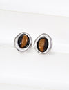 Simple natural tiger eye stone earrings