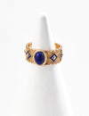 Retro design blue glazed lapis lazuli ring