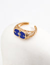 Design inspired blue black drop glazed ring