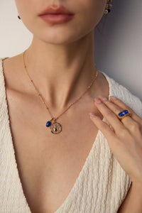 Simple natural lapis lazuli pendant necklace