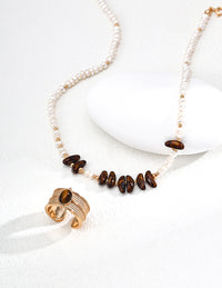 Natural Pearl Czech Glass Necklace