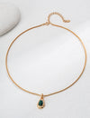 Natural Tiger Eye Stone Peacock Stone Pendant Necklace