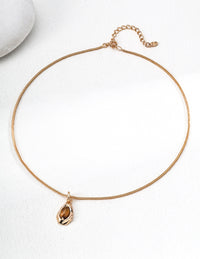 Natural Tiger Eye Stone Peacock Stone Pendant Necklace