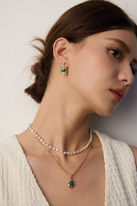 Vintage natural peacock stone earrings