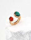 Vintage natural peacock red agate/tiger eye stone ring