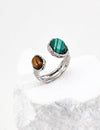 Vintage natural peacock red agate/tiger eye stone ring