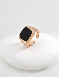 Simple black agate ring