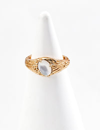 Fashionable retro mother shell ring