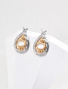 Vintage gold inlaid platinum mother shell/lapis lazuli design earrings