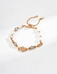 Vintage Natural Pearl Grey Moonstone Bracelet